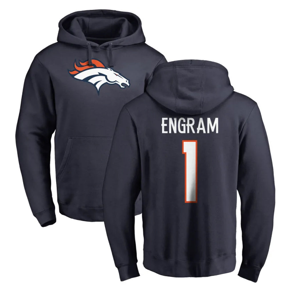 Kooe D.Broncos #1 Evan Engram Player Navy Pullover Hoodie Limited Stitched Jerseys