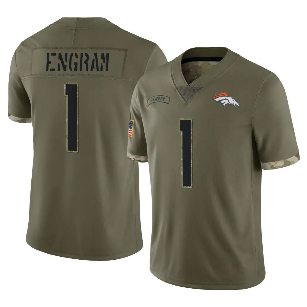 Kooe D.Broncos #1 Evan Engram Player Olive Salute To Service Limited Stitched Jerseys