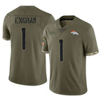 Kooe D.Broncos #1 Evan Engram Player Olive Salute To Service Limited Stitched Jerseys