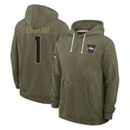 Kooe D.Broncos #1 Evan Engram Player Olive Salute to Service Pullover Hoodies Limited Stitched Jerseys