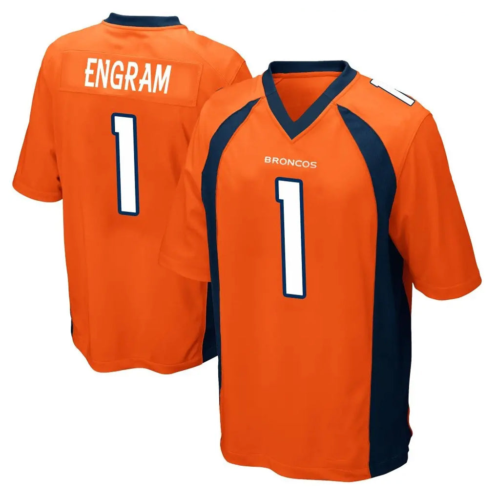 Kooe D.Broncos #1 Evan Engram Player Orange Color Home Game Stitched Jerseys