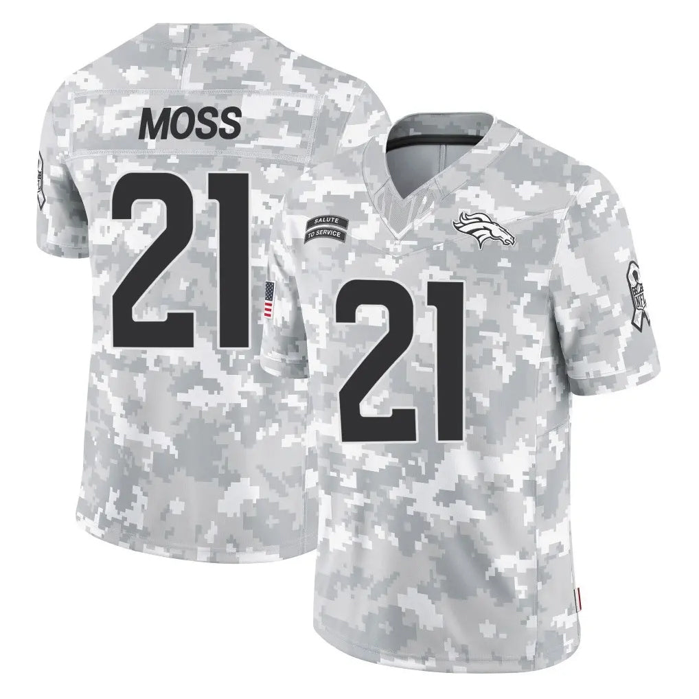 Kooe D.Broncos #21 Riley Moss Player Arctic Camo Salute To Service Limited Stitched Jerseys