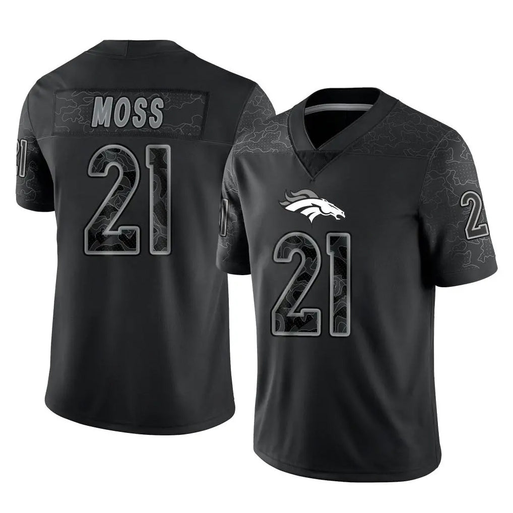 Kooe D.Broncos #21 Riley Moss Player Black Reflective Limited Stitched Jerseys