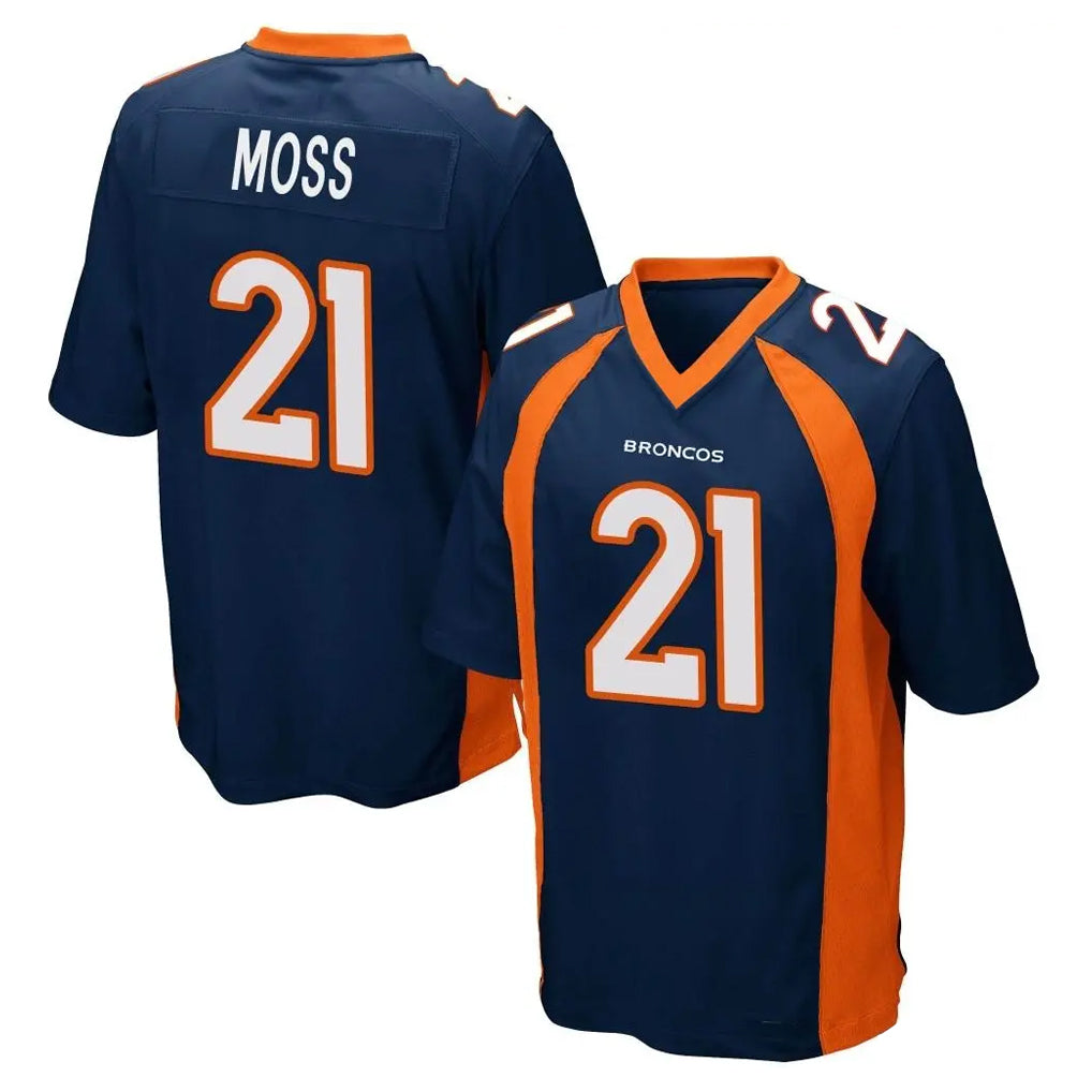Kooe D.Broncos #21 Riley Moss Player Navy Game Stitched Jerseys