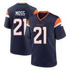 Kooe D.Broncos #21 Riley Moss Player Navy Home Game Stitched Jerseys