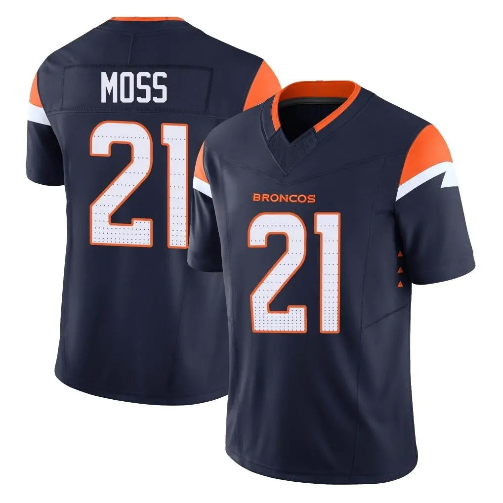 Kooe D.Broncos #21 Riley Moss Player Navy Limited Vapor F.U.S.E. Home Game Stitched Jerseys