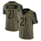 Kooe D.Broncos #21 Riley Moss Player Olive Salute To Service Limited Game Stitched Jerseys