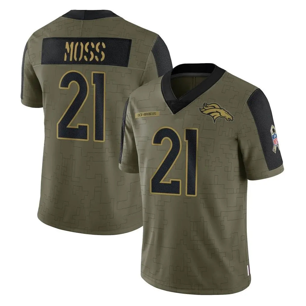 Kooe D.Broncos #21 Riley Moss Player Olive Salute To Service Limited Game Stitched Jerseys