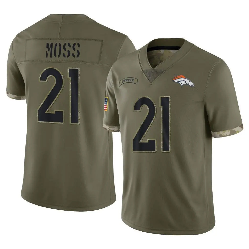 Kooe D.Broncos #21 Riley Moss Player Olive Salute To Service Limited Stitched Jerseys