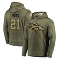 Kooe D.Broncos #21 Riley Moss Player Olive Salute to Service Pullover Hoodies Home Game Stitched Jerseys