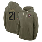 Kooe D.Broncos #21 Riley Moss Player Olive Salute to Service Pullover Hoodies Limited Stitched Jerseys