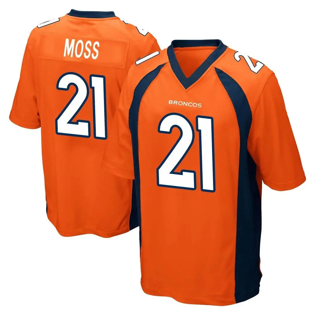 Kooe D.Broncos #21 Riley Moss Player Orange Color Home Game Stitched Jerseys