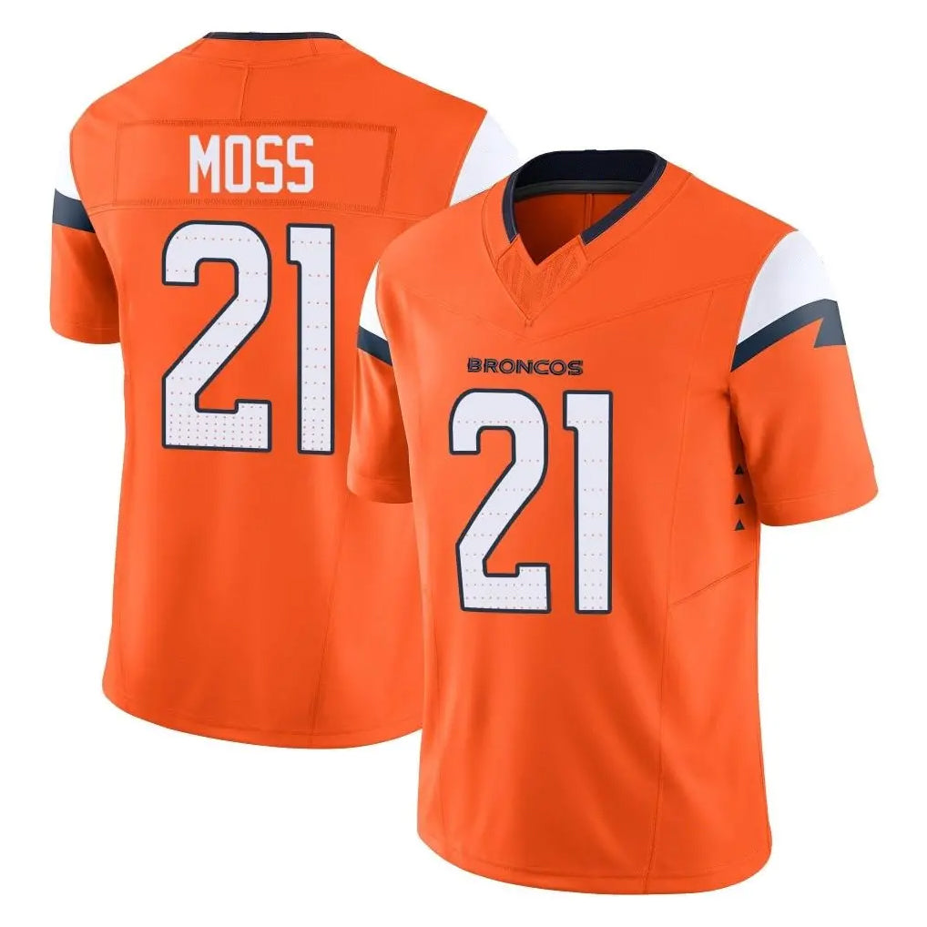 Kooe D.Broncos #21 Riley Moss Player Orange Vapor F.U.S.E. Limited Home Game Stitched Jerseys