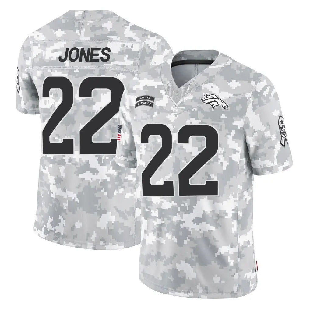 Kooe D.Broncos #22 Brandon Jones Player Arctic Camo Salute To Service Limited Stitched Jerseys