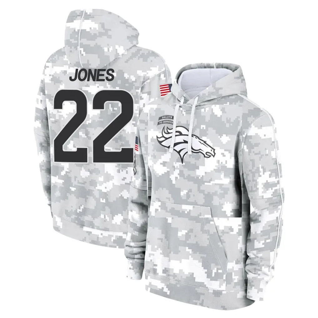 Kooe D.Broncos #22 Brandon Jones Player Arctic Camo Salute to Service Hoodies Limited Game Stitched Jerseys