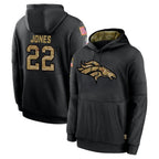 Kooe D.Broncos #22 Brandon Jones Player Black Salute to Service Pullover Hoodies Limited Stitched Jerseys