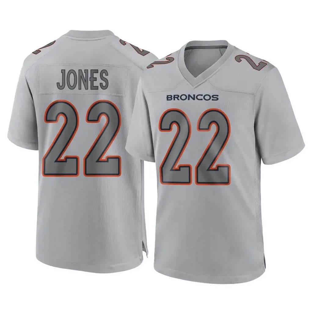 Kooe D.Broncos #22 Brandon Jones Player Gray Atmosphere Fashion Limited Game Stitched Jerseys