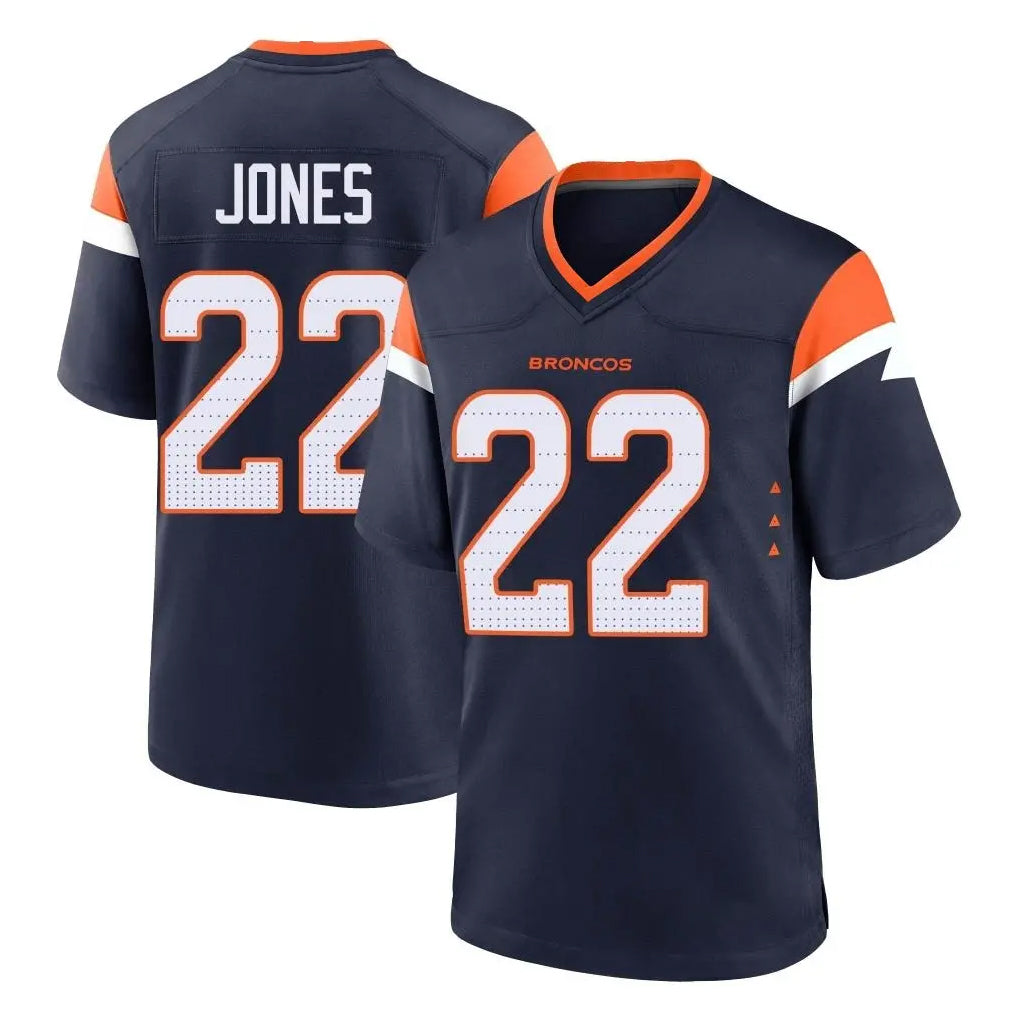 Kooe D.Broncos #22 Brandon Jones Player Navy Home Game Stitched Jerseys