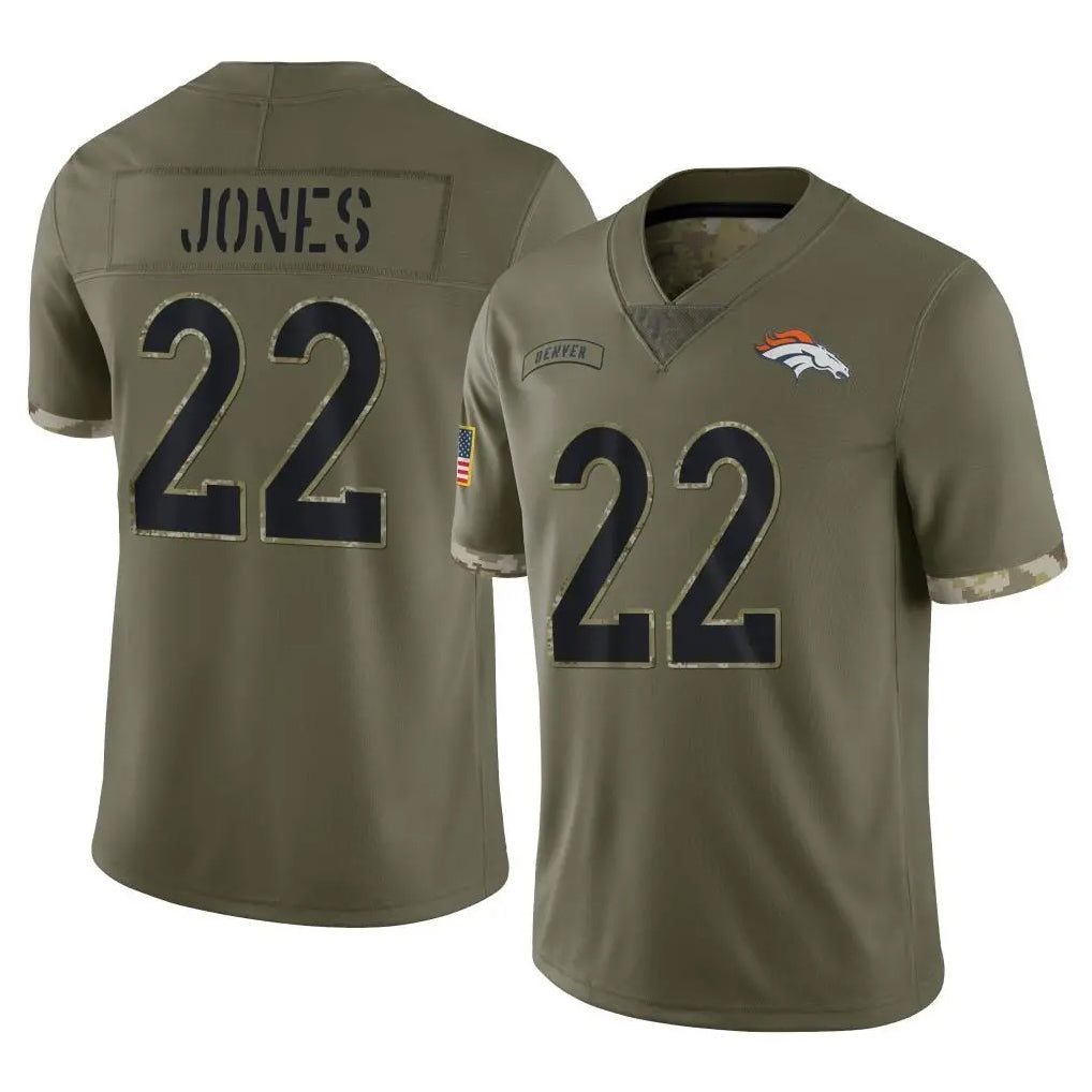 Kooe D.Broncos #22 Brandon Jones Player Olive Salute To Service Limited Stitched Jerseys