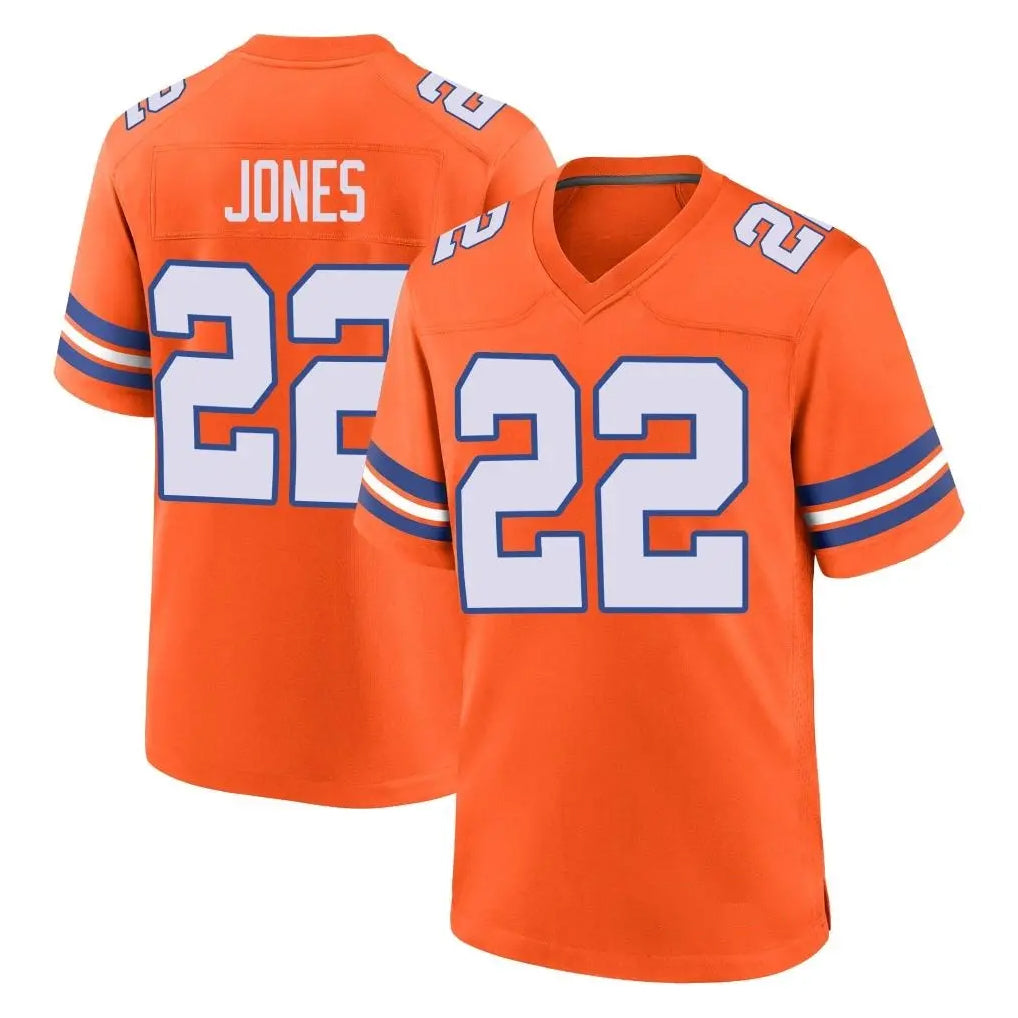 Kooe D.Broncos #22 Brandon Jones Player Orange Alternate Collection Throwback Game Stitched Jerseys