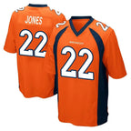 Kooe D.Broncos #22 Brandon Jones Player Orange Color Home Game Stitched Jerseys
