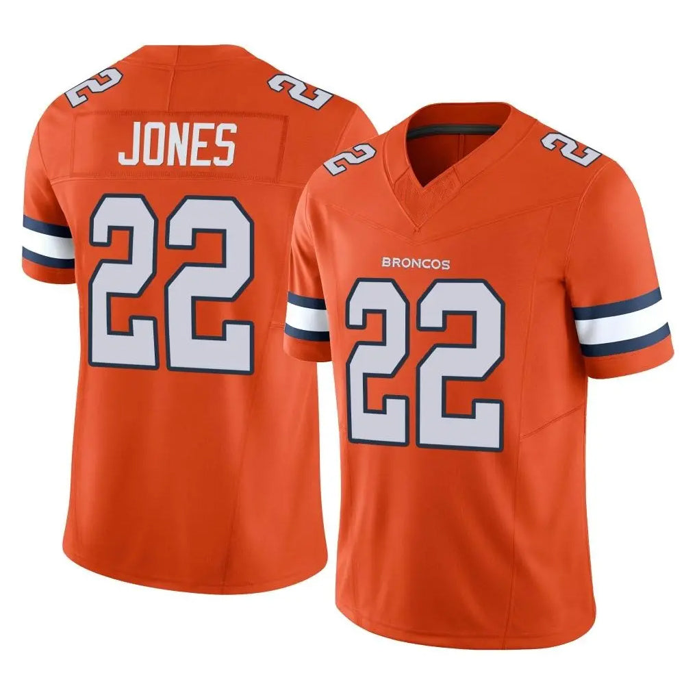Kooe D.Broncos #22 Brandon Jones Player Orange Limited Alternate Vapor F.U.S.E. Throwback Game Stitched Jerseys
