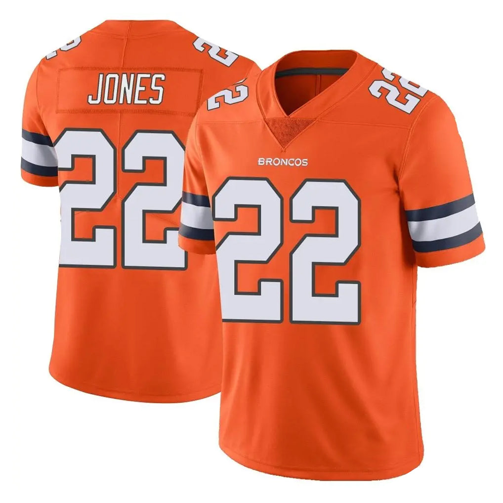 Kooe D.Broncos #22 Brandon Jones Player Orange Vapor Untouchable Limited Home Game Stitched Jerseys