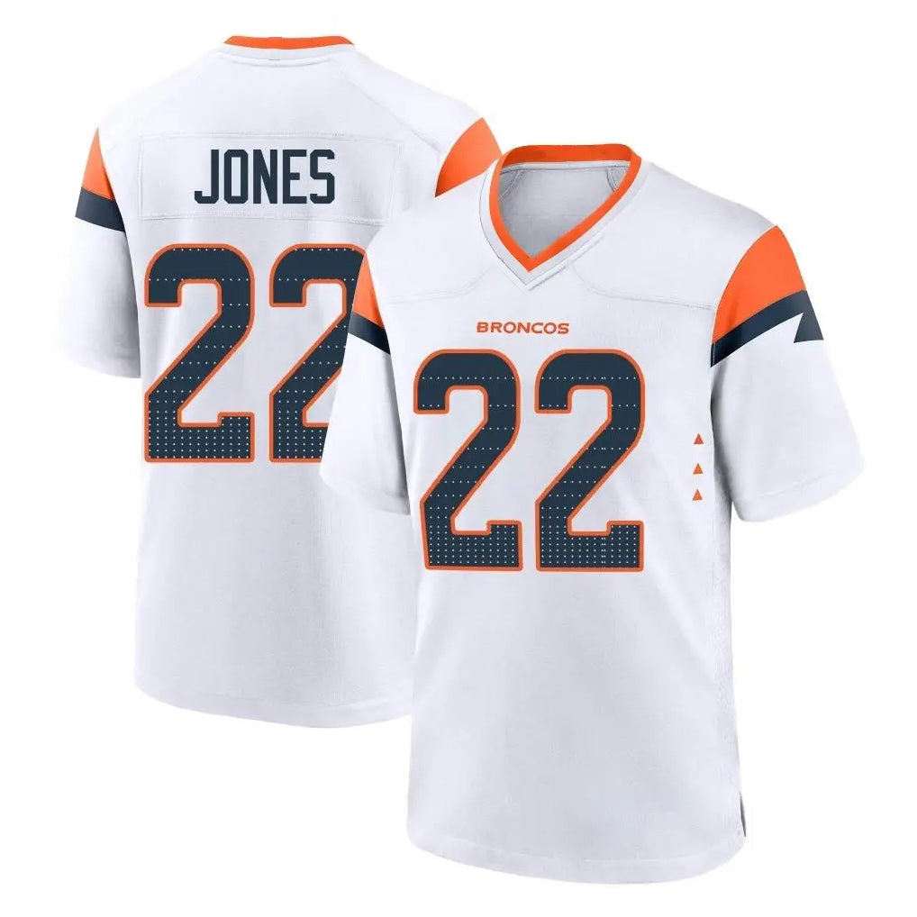 Kooe D.Broncos #22 Brandon Jones Player White Home Game Stitched Jerseys