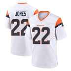 Kooe D.Broncos #22 Brandon Jones Player White Home Game Stitched Jerseys
