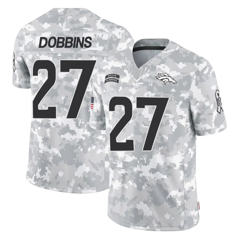 Kooe D.Broncos #27 J.K. Dobbins Player Arctic Camo Salute To Service Limited Stitched Jerseys