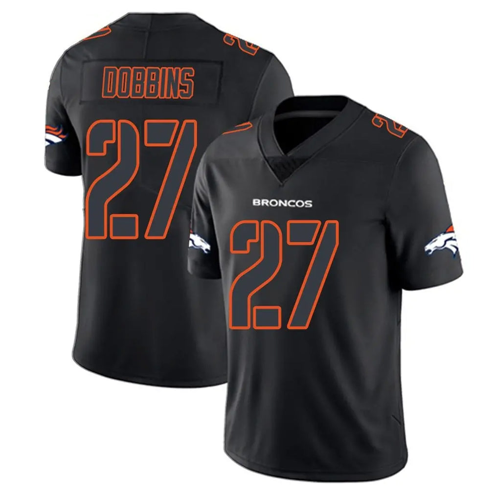 Kooe D.Broncos #27 J.K. Dobbins Player Black Impact Limited Game Stitched Jerseys