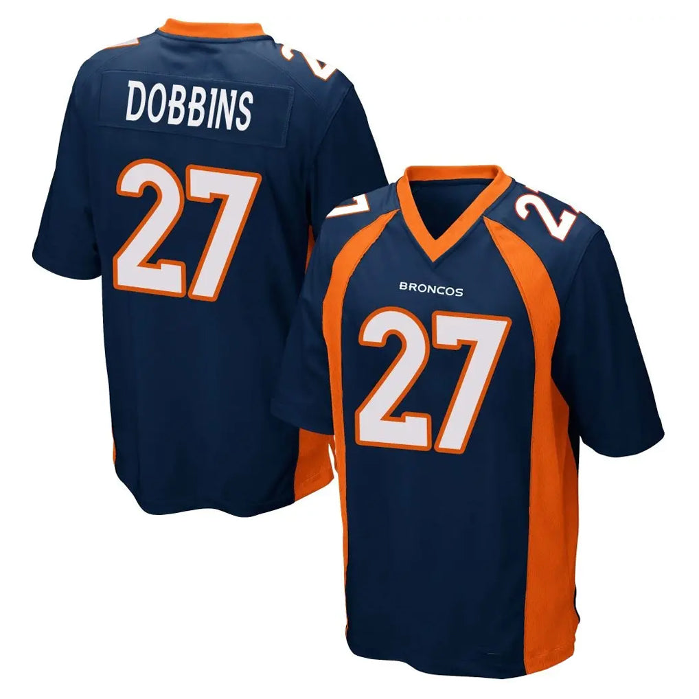 Kooe D.Broncos #27 J.K. Dobbins Player Navy Game Stitched Jerseys