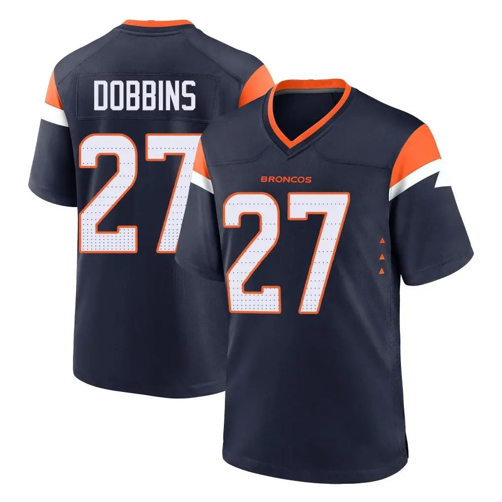 Kooe D.Broncos #27 J.K. Dobbins Player Navy Home Game Stitched Jerseys