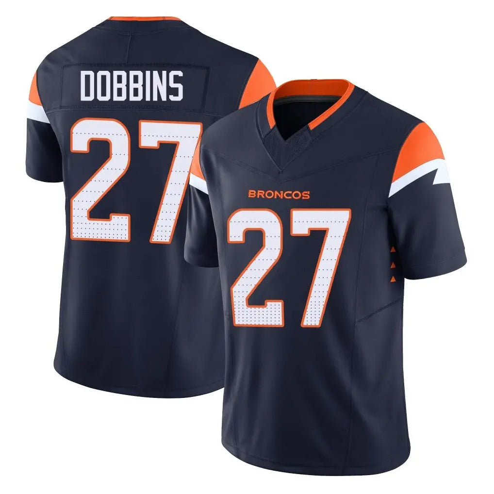 Kooe D.Broncos #27 J.K. Dobbins Player Navy Limited Vapor F.U.S.E. Home Game Stitched Jerseys