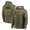 Kooe D.Broncos #27 J.K. Dobbins Player Olive Salute to Service Pullover Hoodies Home Game Stitched Jerseys