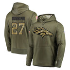 Kooe D.Broncos #27 J.K. Dobbins Player Olive Salute to Service Pullover Hoodies Home Game Stitched Jerseys