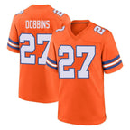 Kooe D.Broncos #27 J.K. Dobbins Player Orange Alternate Collection Throwback Game Stitched Jerseys