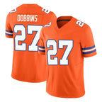 Kooe D.Broncos #27 J.K. Dobbins Player Orange Limited Alternate Vapor F.U.S.E. Throwback Game Stitched Jerseys