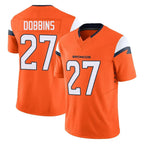 Kooe D.Broncos #27 J.K. Dobbins Player Orange Vapor F.U.S.E. Limited Home Game Stitched Jerseys