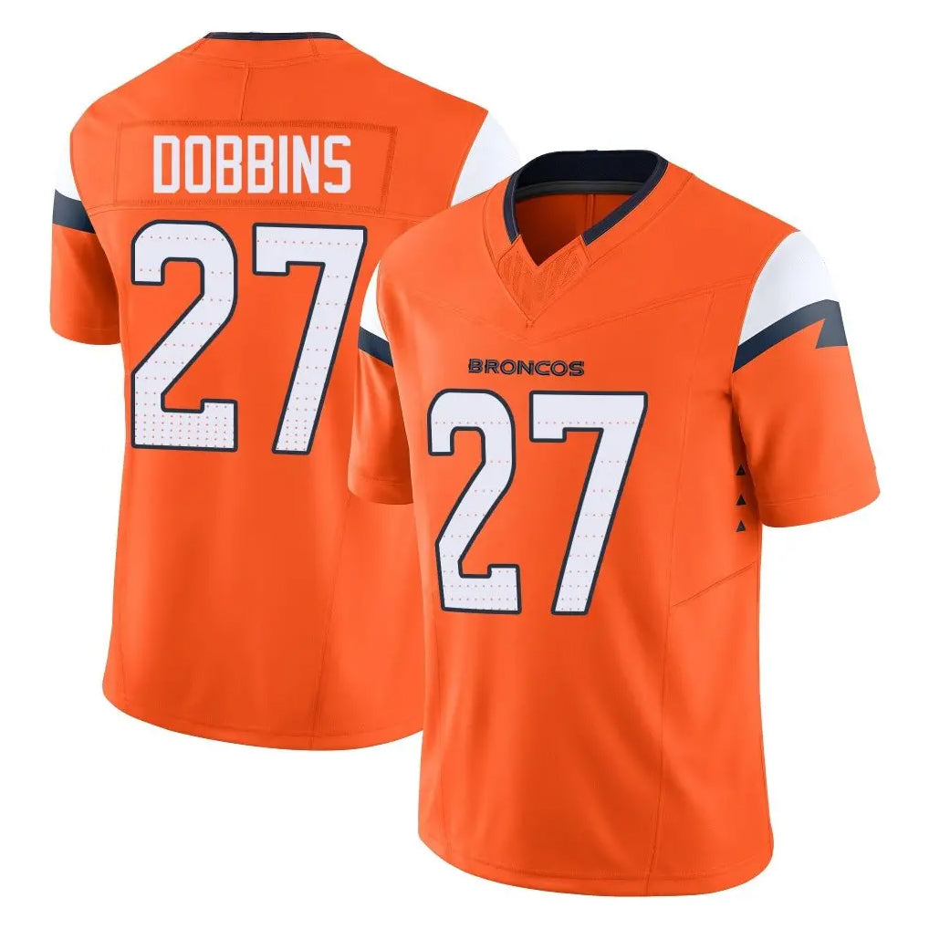 Kooe D.Broncos #27 J.K. Dobbins Player Orange Vapor F.U.S.E. Limited Home Game Stitched Jerseys