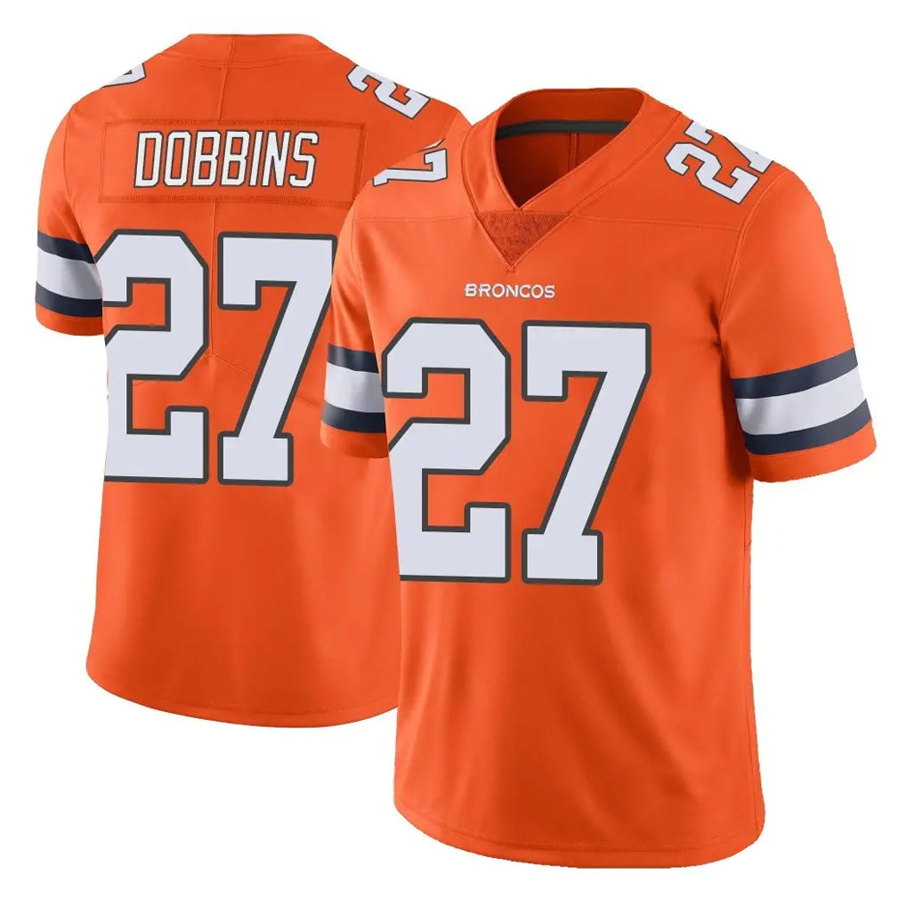 Kooe D.Broncos #27 J.K. Dobbins Player Orange Vapor Untouchable Limited Home Game Stitched Jerseys