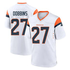 Kooe D.Broncos #27 J.K. Dobbins Player White Home Game Stitched Jerseys