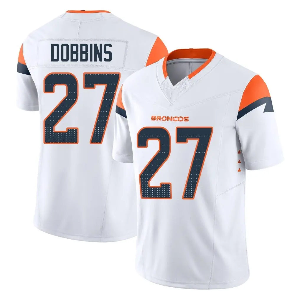 Kooe D.Broncos #27 J.K. Dobbins Player White Limited Vapor F.U.S.E. Home Game Stitched Jerseys