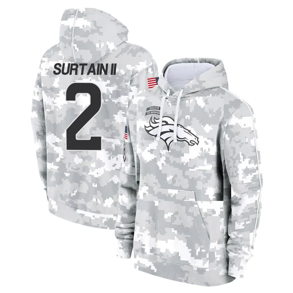 Kooe D.Broncos #2 Pat Surtain II Player Arctic Camo Salute to Service Hoodies Limited Game Stitched Jerseys