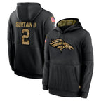 Kooe D.Broncos #2 Pat Surtain II Player Black Salute to Service Pullover Hoodies Limited Stitched Jerseys