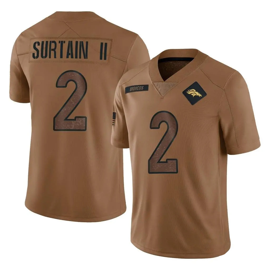 Kooe D.Broncos #2 Pat Surtain II Player Brown Salute To Service Limited Stitched Jerseys