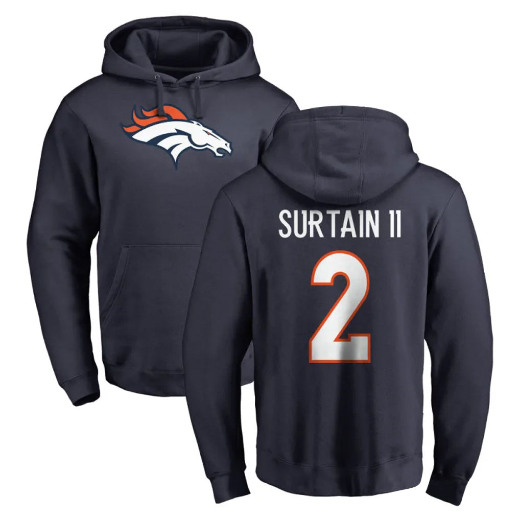 Kooe D.Broncos #2 Pat Surtain II Player Navy Pullover Hoodie Limited Stitched Jerseys
