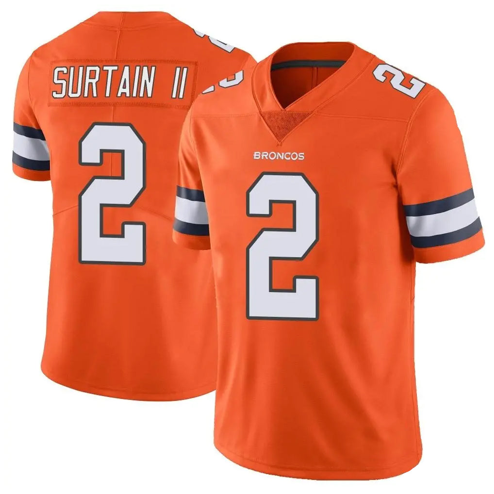 Kooe D.Broncos #2 Pat Surtain II Player Orange Vapor Untouchable Limited Home Game Stitched Jerseys