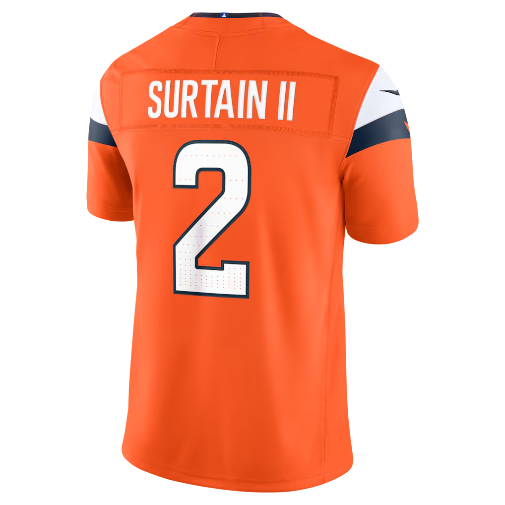 Kooe D.Broncos #2 Patrick Surtain II Orange Team Vapor F.U.S.E. Stitched Limited Jerseys