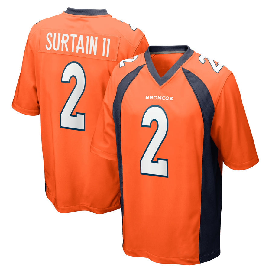 Kooe D.Broncos #2 Patrick Surtain II Player Orange Home Game Football Stitched Jerseys